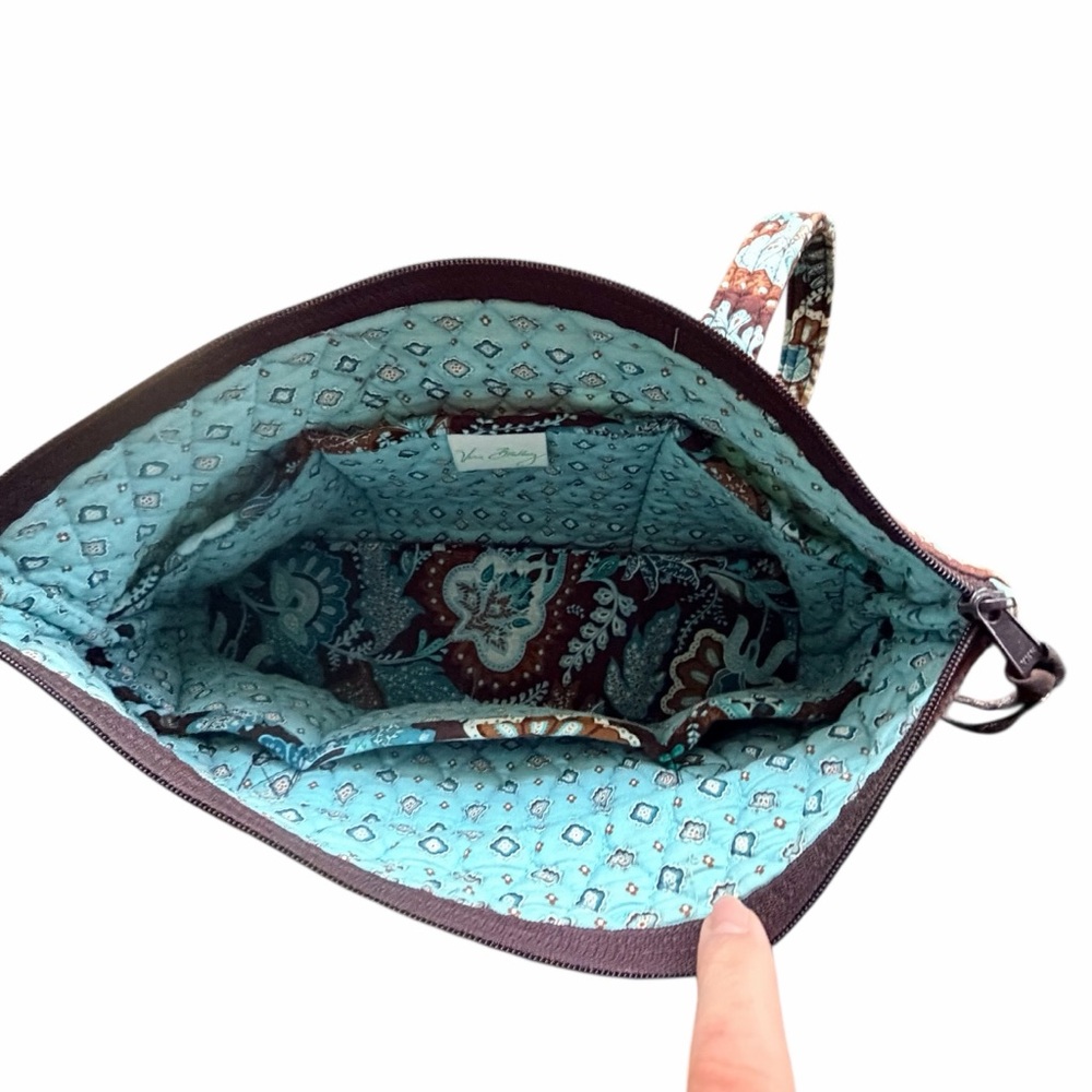 Vera Bradley Brown & Aqua Floral Quilted Shoulder Tote - Picture 7 of 9